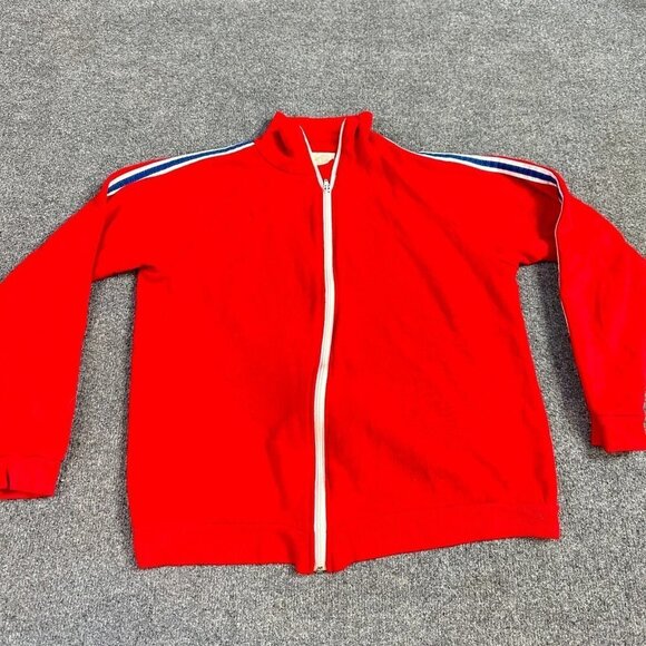 Sears Kingsroad Track Jacket M Red Full Zip Vintage - Picture 1 of 7